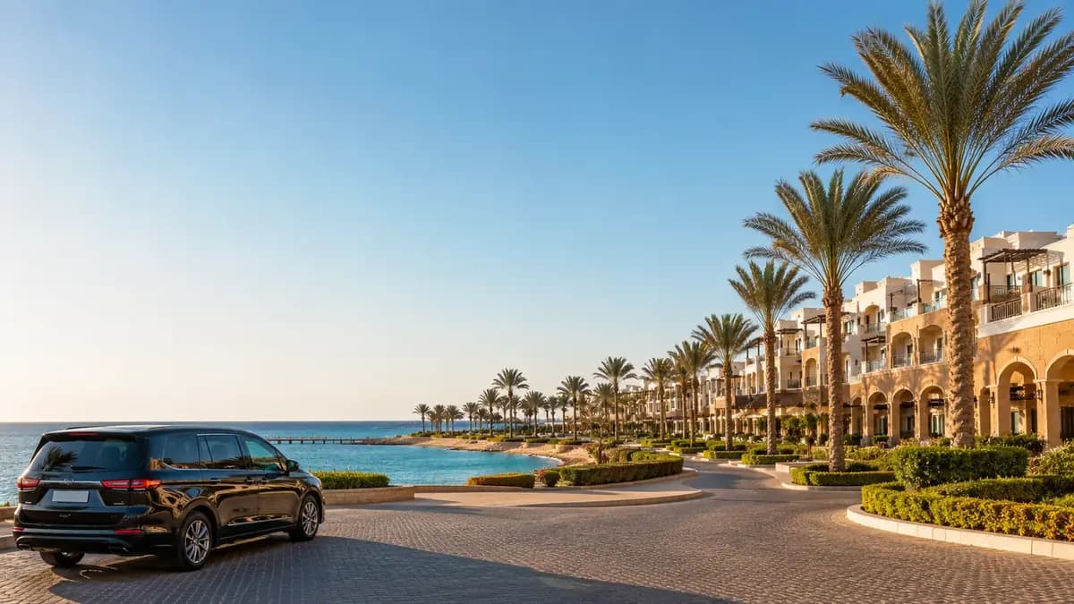Private transfer route from Hurghada Airport to Sahl Hasheesh