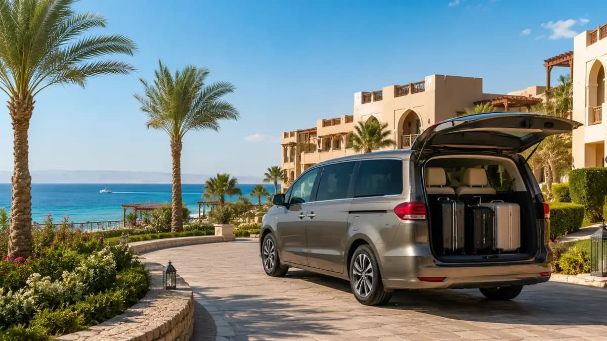Private transfer route from Hurghada Airport to Makadi Bay