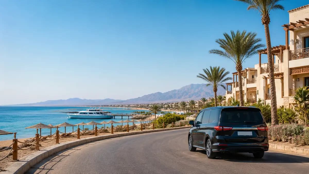 Private transfer route from Hurghada Airport to Safaga