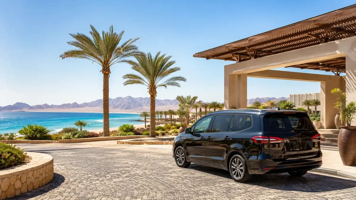 Private transfer route from Hurghada Airport to Soma Bay